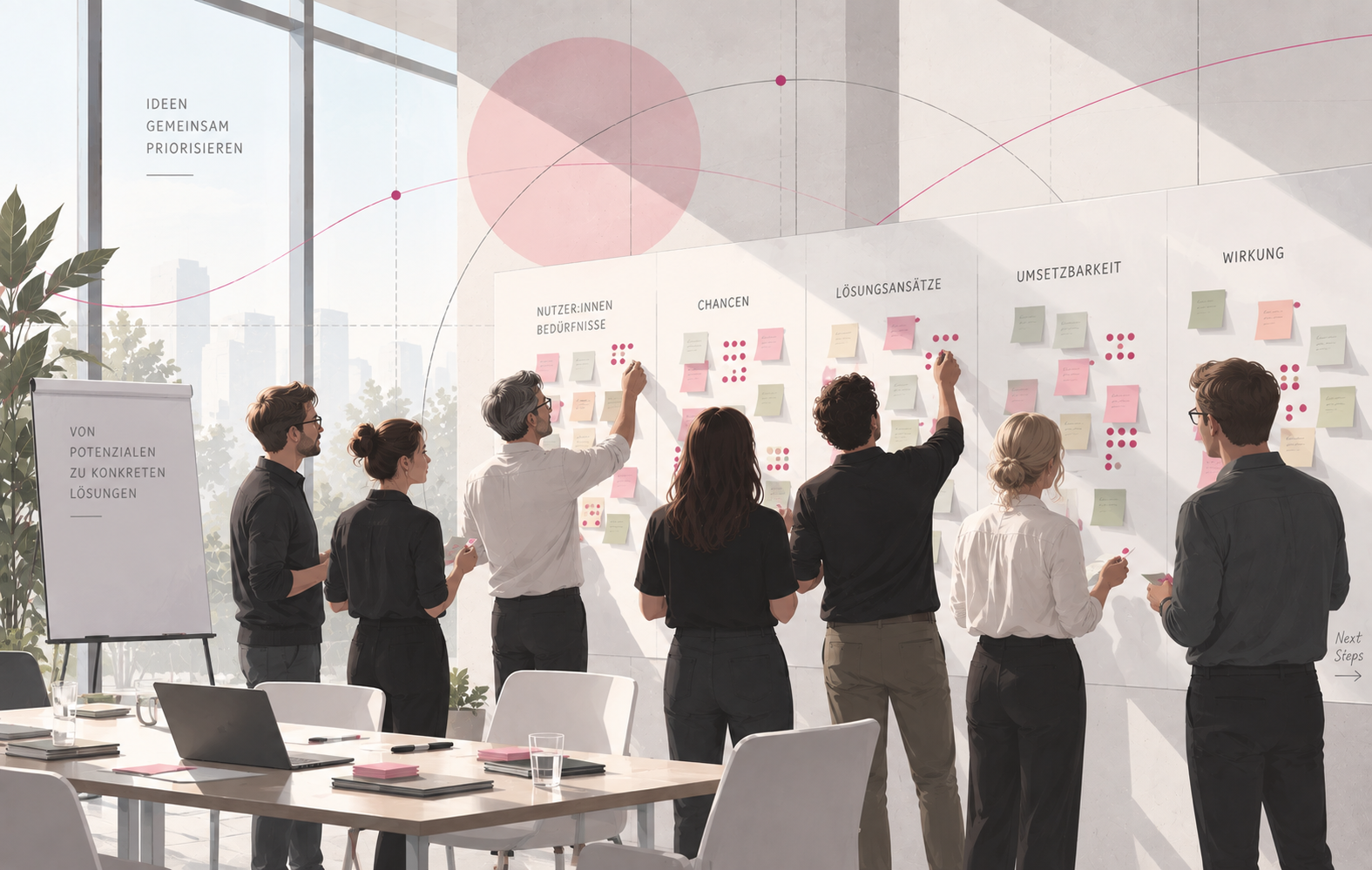 Workshopteam bei der gemeinsamen Identifikation und Priorisierung von KI-Potenzialen